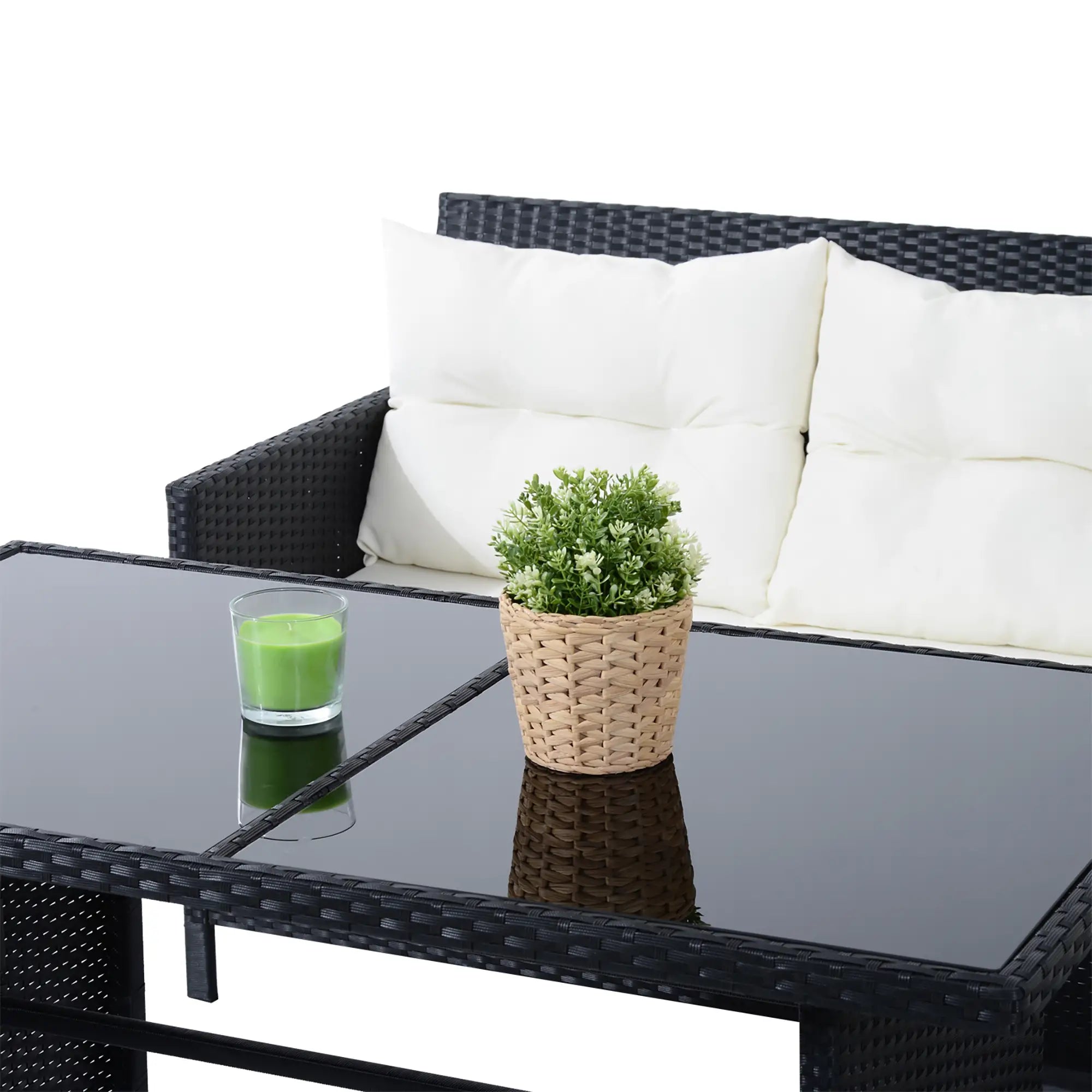 6pcs Outdoor Rattan Sofa Set, Garden Wicker Sectional, White Patio Furniture Sets at Gallery Canada
