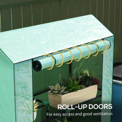 Mini Greenhouse, 3 Tier Shelves, 3 Roll-Up Doors, Indoor Outdoor, Green Greenhouses at Gallery Canada