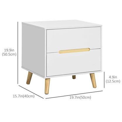 Nightstand, 2 Drawers, Pine Wood Legs, Bedside Table, White Bedside Tables at Gallery Canada