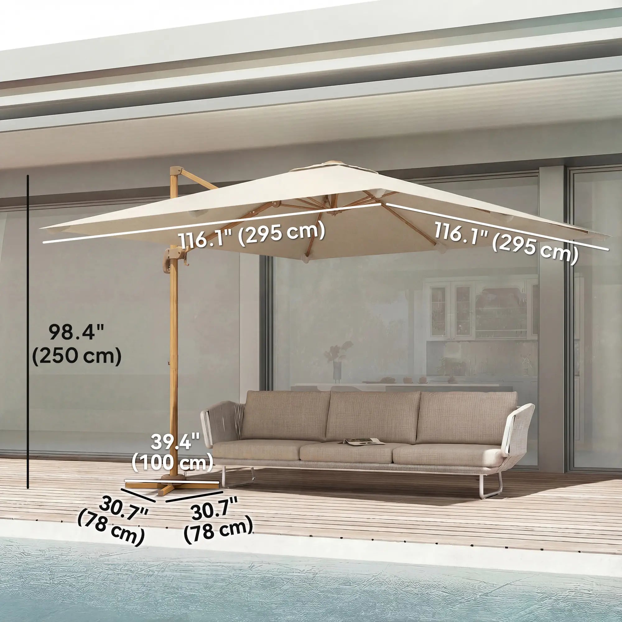 10 FT Patio Cantilever Umbrella, 360° Rotation, Crank And Tilt Offset Cantilever Umbrellas at Gallery Canada