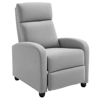 Fabric Recliner Manual Sofa Armchair, Light Grey Single Sofas Light Grey at Gallery Canada