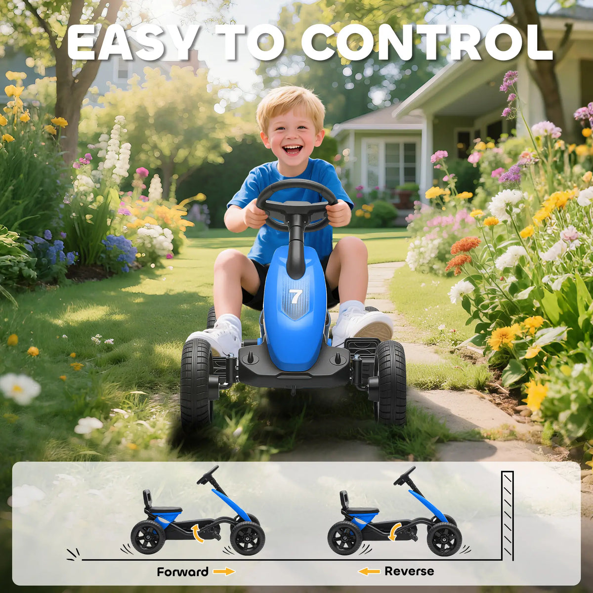 Kids Pedal Go Kart, 2-5 Years, Silent EVA Wheels, Metal Frame, Blue Pedal Go Karts for Kids at Gallery Canada