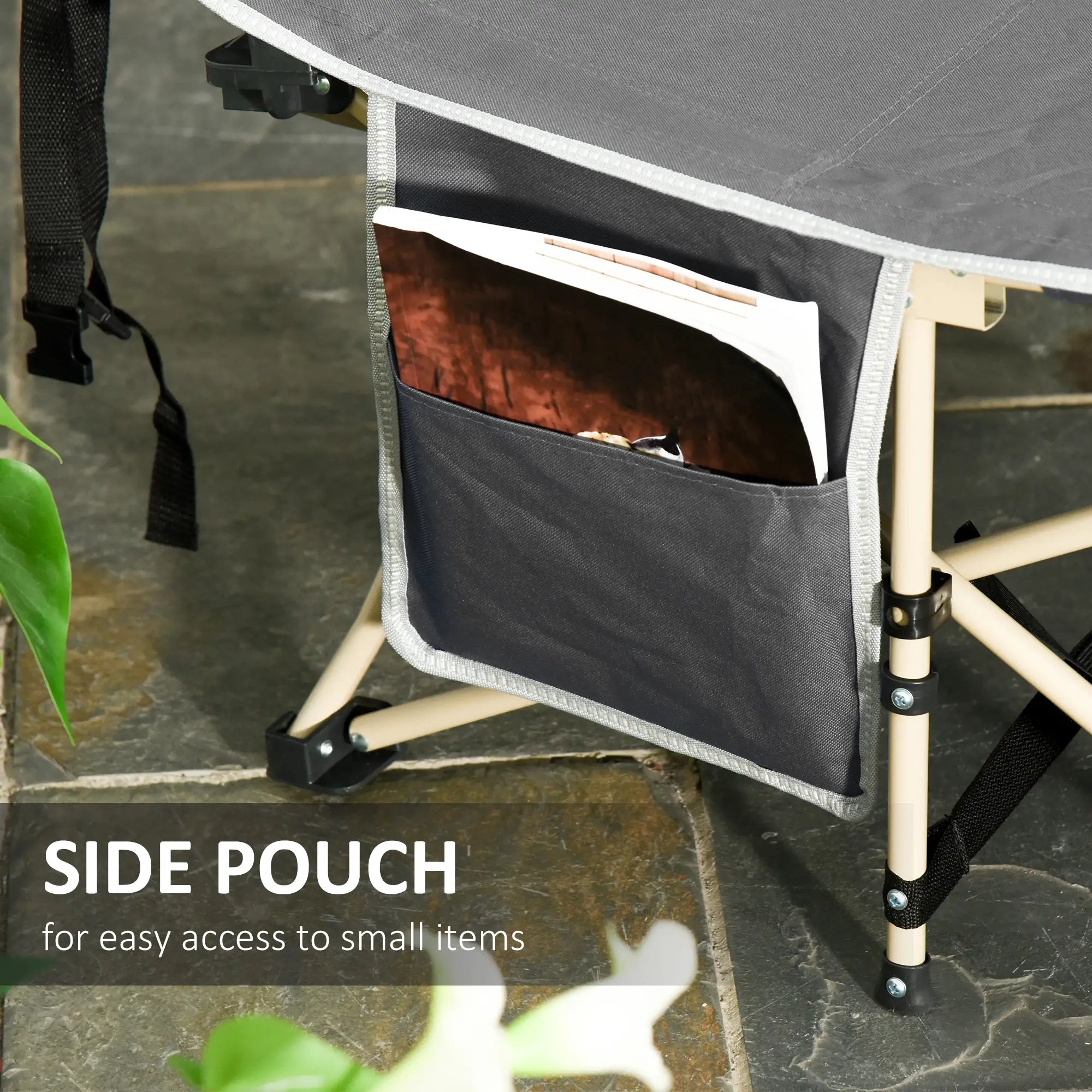 Folding Camping Cot for Adults, with Carry Bag, Side Pocket, Grey Camping Cots at Gallery Canada
