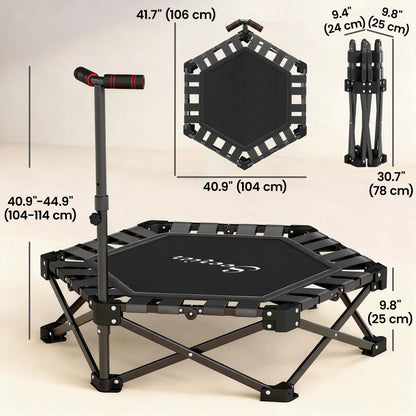 42" Foldable Mini Trampoline with Adjustable Foam Handle Trampolines at Gallery Canada