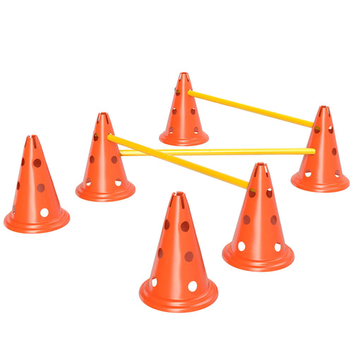 Dog Agility Hurdle Set, 6 Cones & Poles, Orange