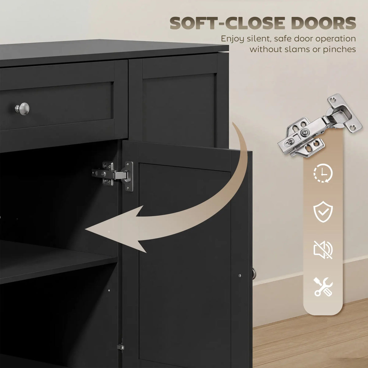 55" Kitchen Cabinet With Drawer, Adjustable Shelves, Black Bar Cabinets at Gallery Canada