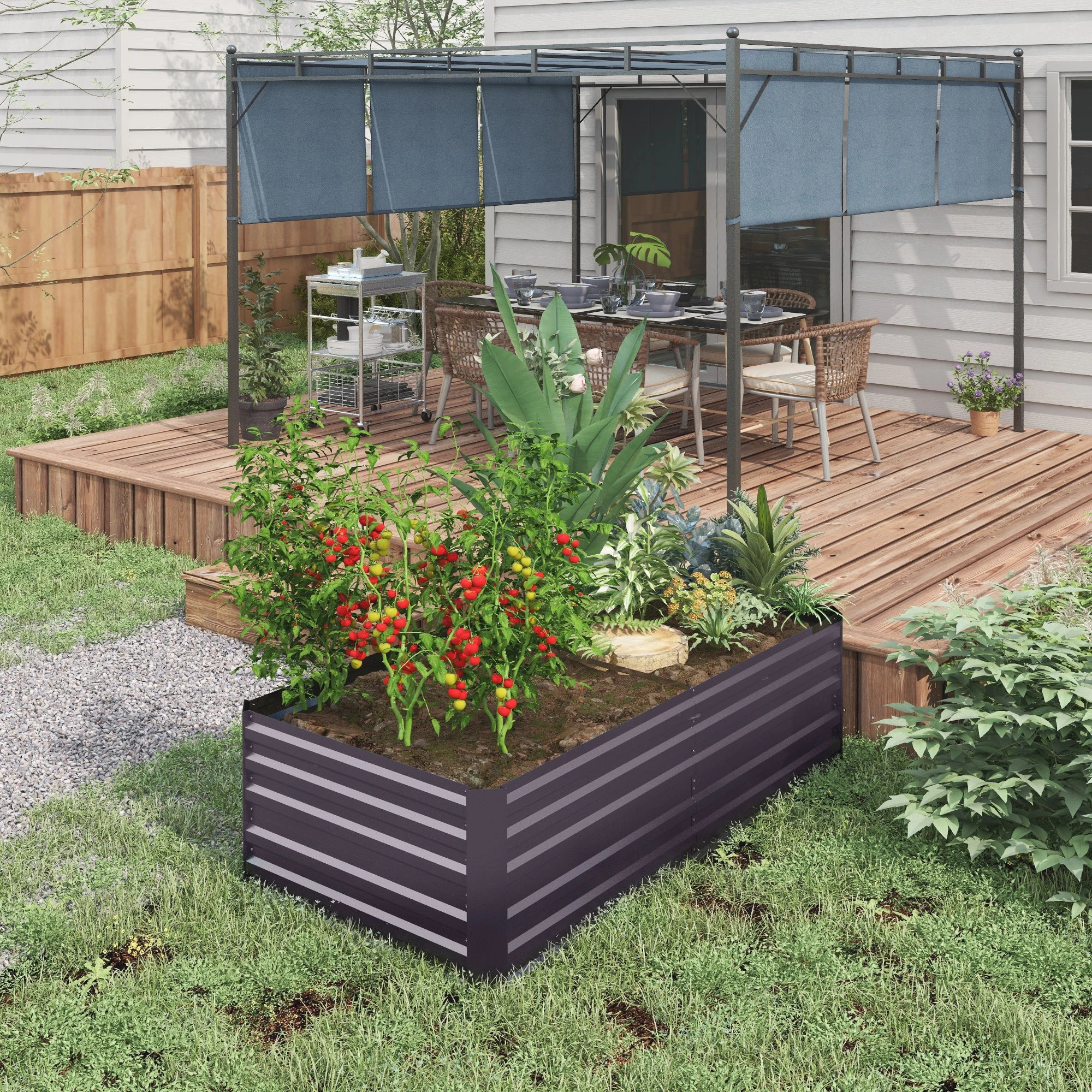 Galvanized Raised Garden Bed, Steel Outdoor Planter, 71