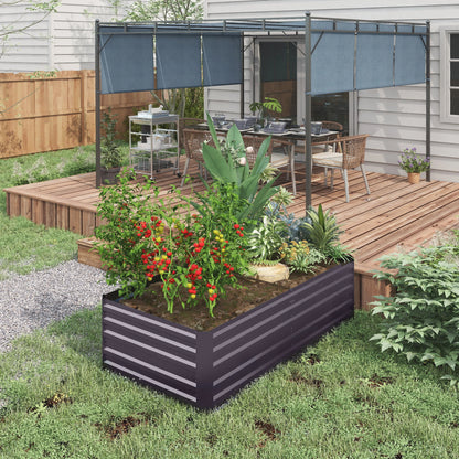 Galvanized Raised Garden Bed, Steel Outdoor Planter, 71" x 35" x 23", Dark Grey Galvanized Planter Boxes at Gallery Canada