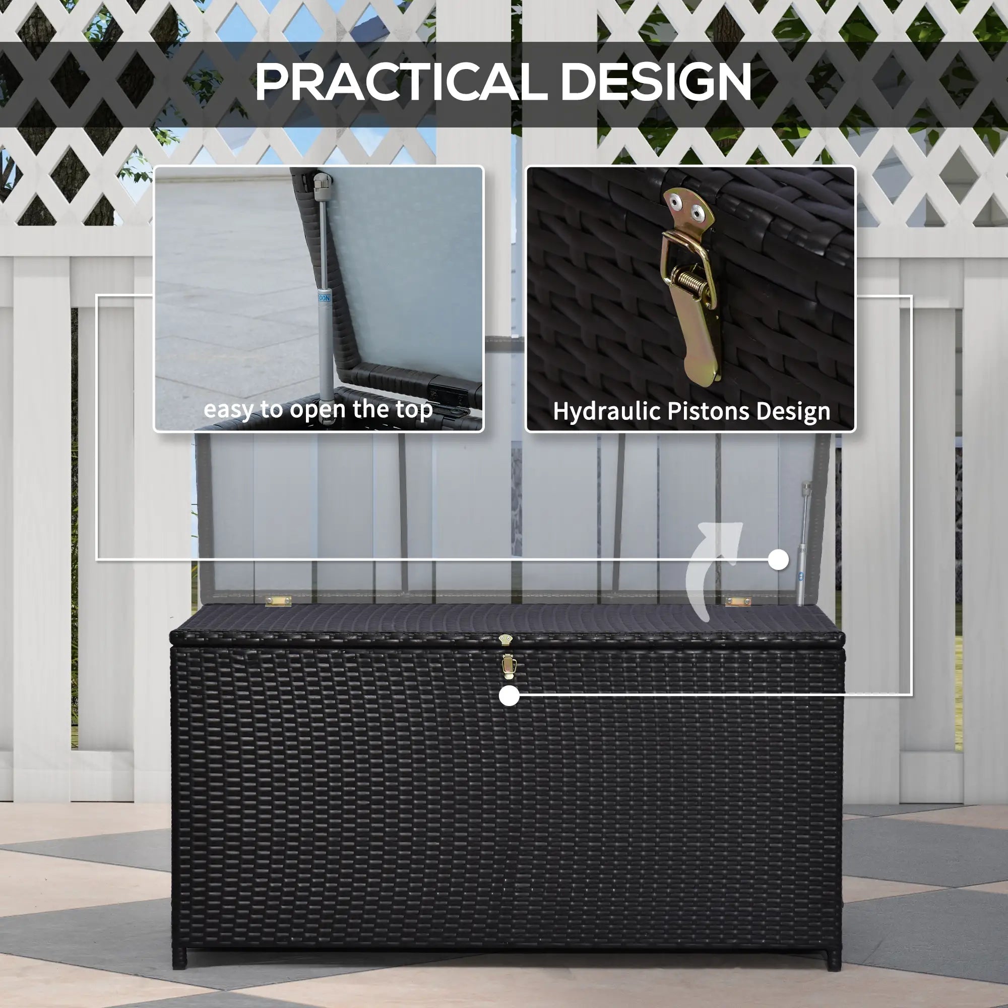 75 Gallon Rattan Outdoor Storage Box, Dark Brown Patio Storage Boxes at Gallery Canada
