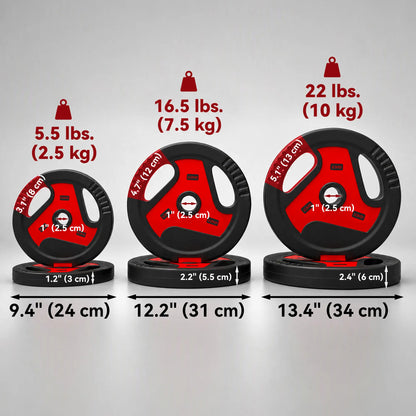 6-Piece 88 lbs Weight Plates Set, Sand-Filled, Black and Red Dumbbells & Barbells at Gallery Canada