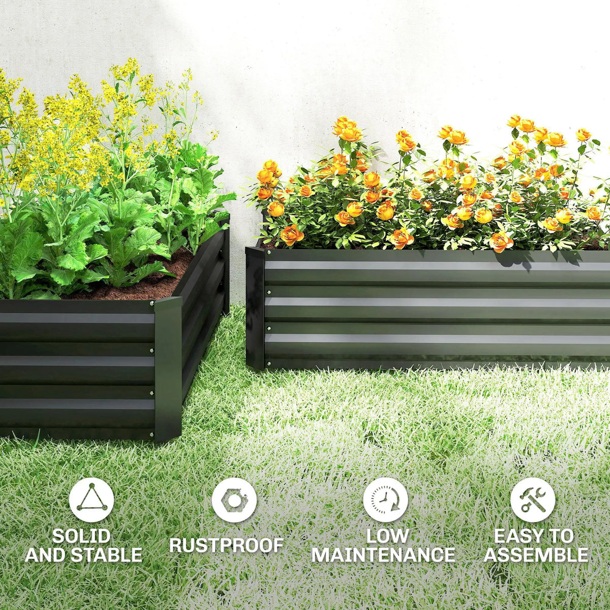 Galvanized Raised Garden Beds, Outdoor Planter Box, Black Galvanized Planter Boxes at Gallery Canada