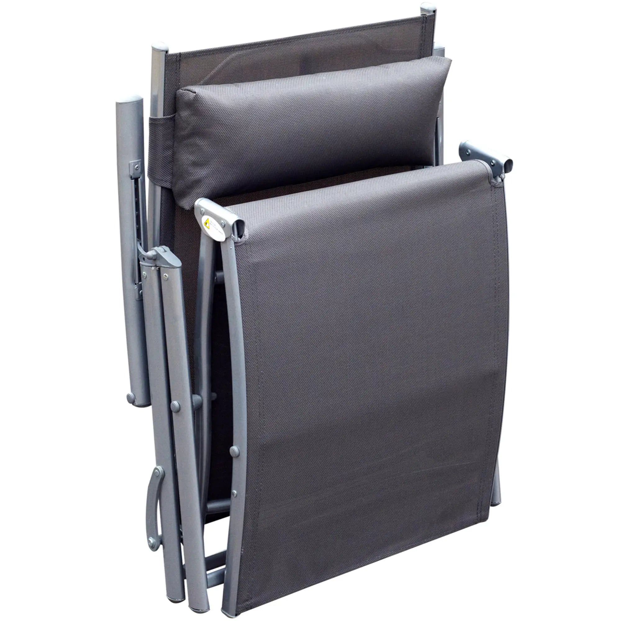 Heavy Duty Adjustable Folding Reclining Chair, Outdoor Sun Lounger, Grey Lounger Chairs at Gallery Canada