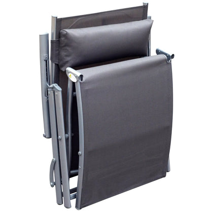 Heavy Duty Adjustable Folding Reclining Chair, Outdoor Sun Lounger, Grey Lounger Chairs at Gallery Canada
