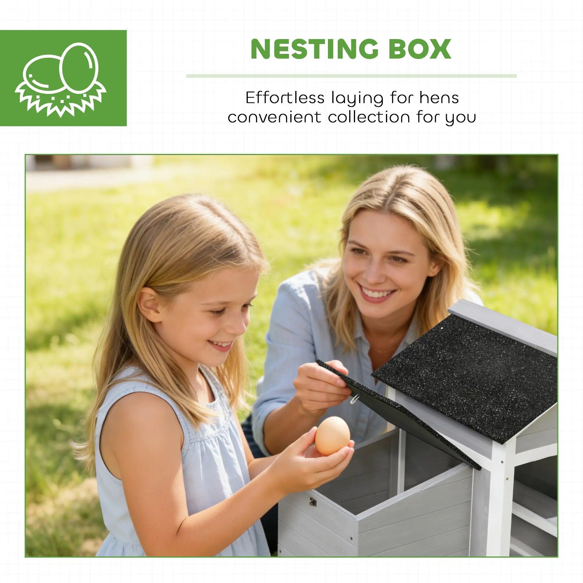 Wooden Chicken Coop With Nesting Box, Pull-Out Metal Tray, 36