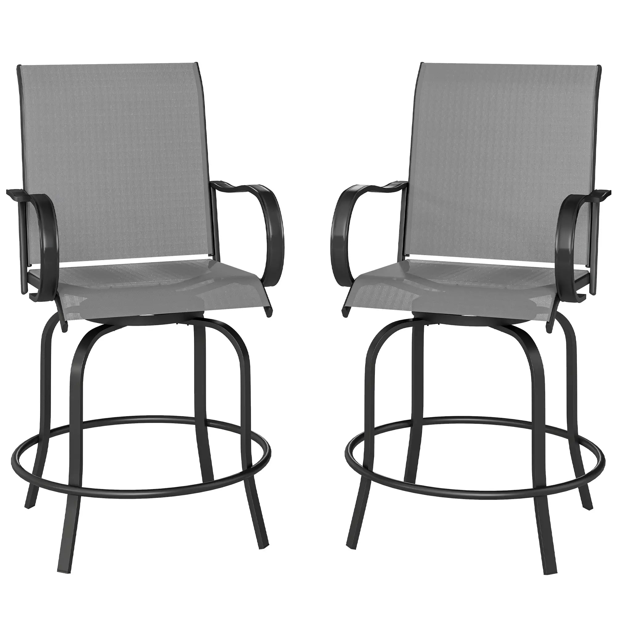 Outdoor Bar Stools Set of 2, 360° Swivel, 26.8