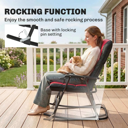 3pc Patio Rocking Chair Set, Foldable, Outdoor, Red Outdoor Rocking Chairs at Gallery Canada