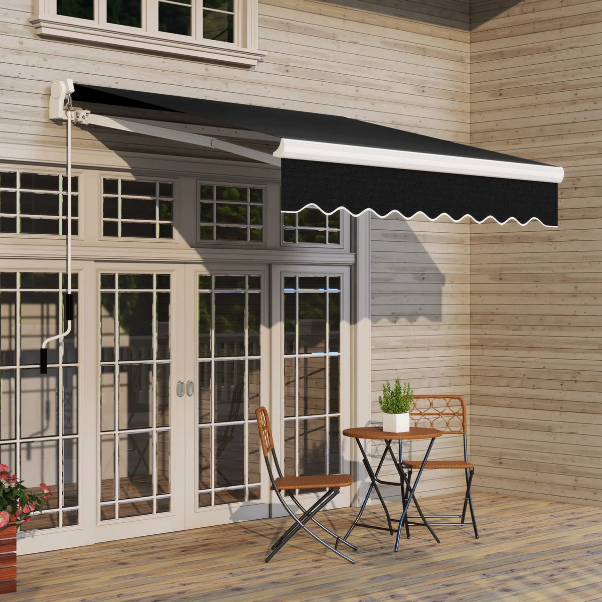 8'x7' Manual Retractable Patio Awning, Sun Shade, Black