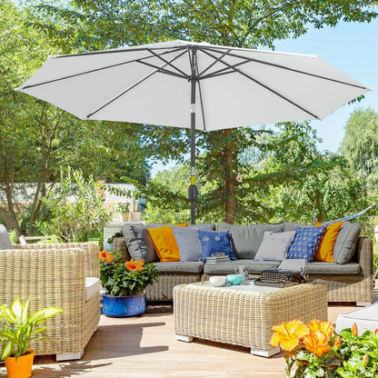 10' x 8' Round Patio Umbrella, Crank Handle, Tilt, White Sun Umbrellas at Gallery Canada