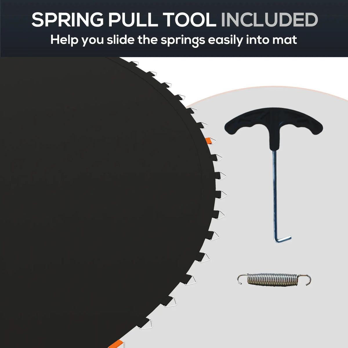 Trampoline Mat Replacement, 12ft, with Spring Pull Tool, 72 V-Hooks, Black Trampolines at Gallery Canada
