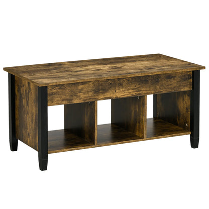 Lift Top Coffee Table, Hidden Storage, 3 Shelves, Rustic Brown Coffee Tables at Gallery Canada