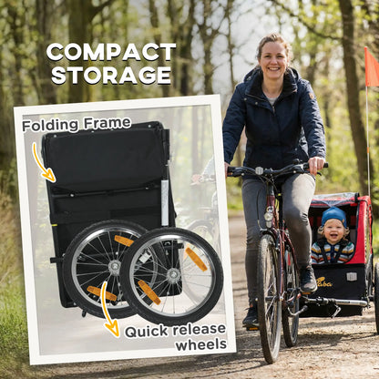 Kids Bike Trailer, 16" Wheels, 5-Point Harness, Storage Bag, 18+ Months, Red Kids Bike Trailers at Gallery Canada