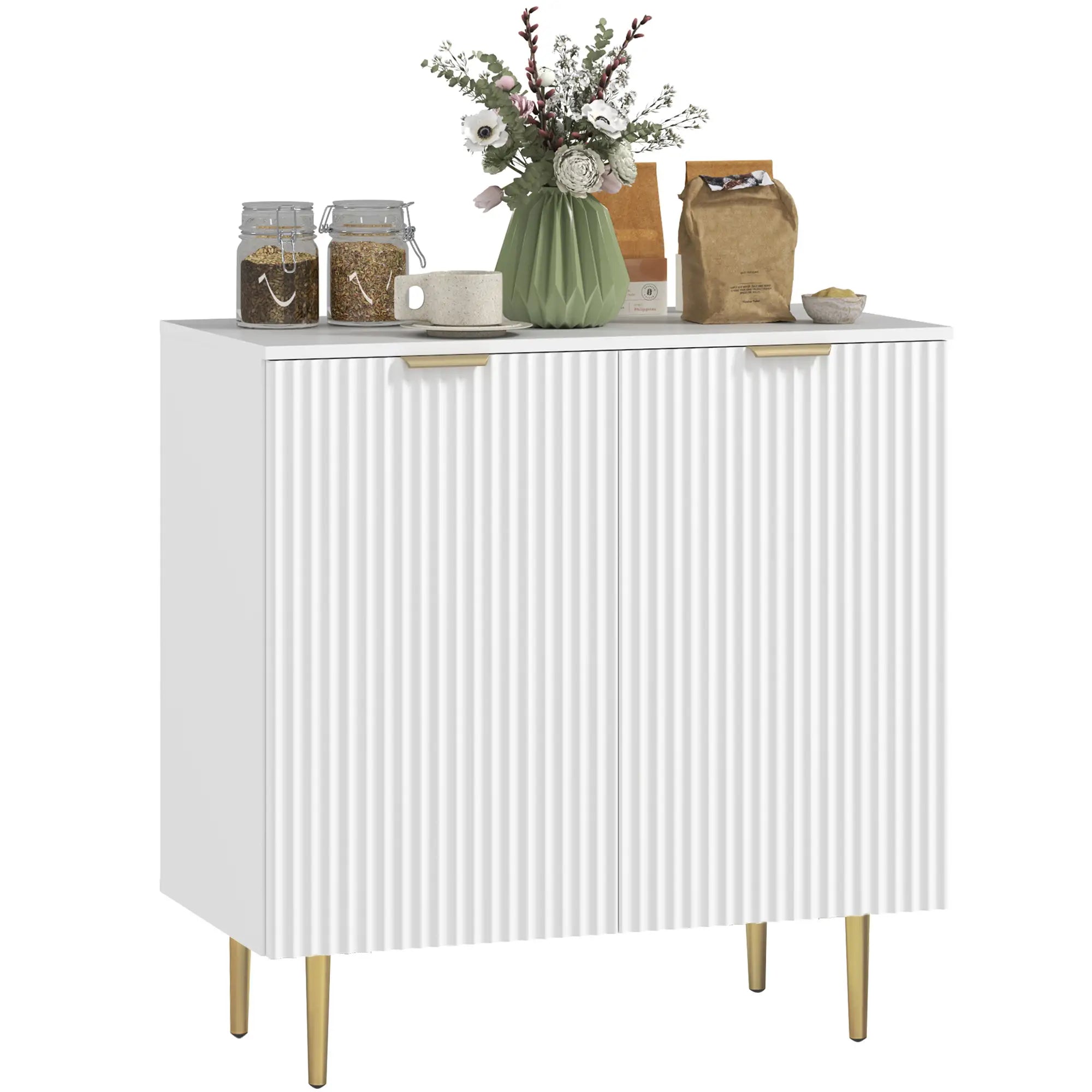 Modern Kitchen Storage Cabinet, Adjustable Shelves, Metal Legs, White Bar Cabinets at Gallery Canada