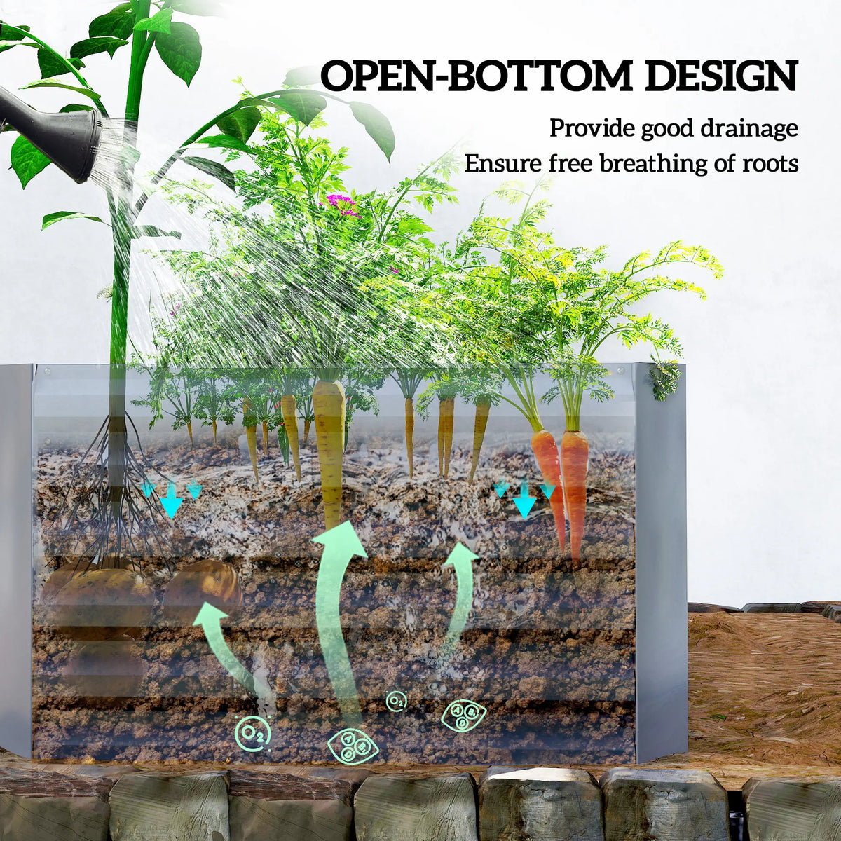 6' x 3' x 2' Raised Garden Bed, Galvanized Planter Box, Light Grey
