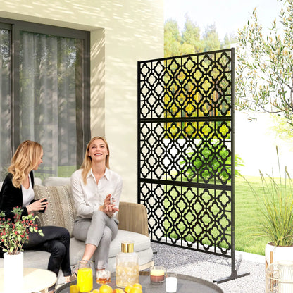 Metal Outdoor Privacy Screen, Freestanding Divider, 78" x 48", Black Side Awnings at Gallery Canada