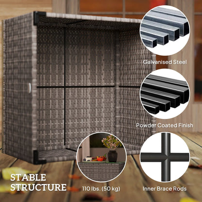 24.4" Patio Wicker Coffee Table, PE Rattan With Tempered Glass Top, Black Patio Side Tables at Gallery Canada