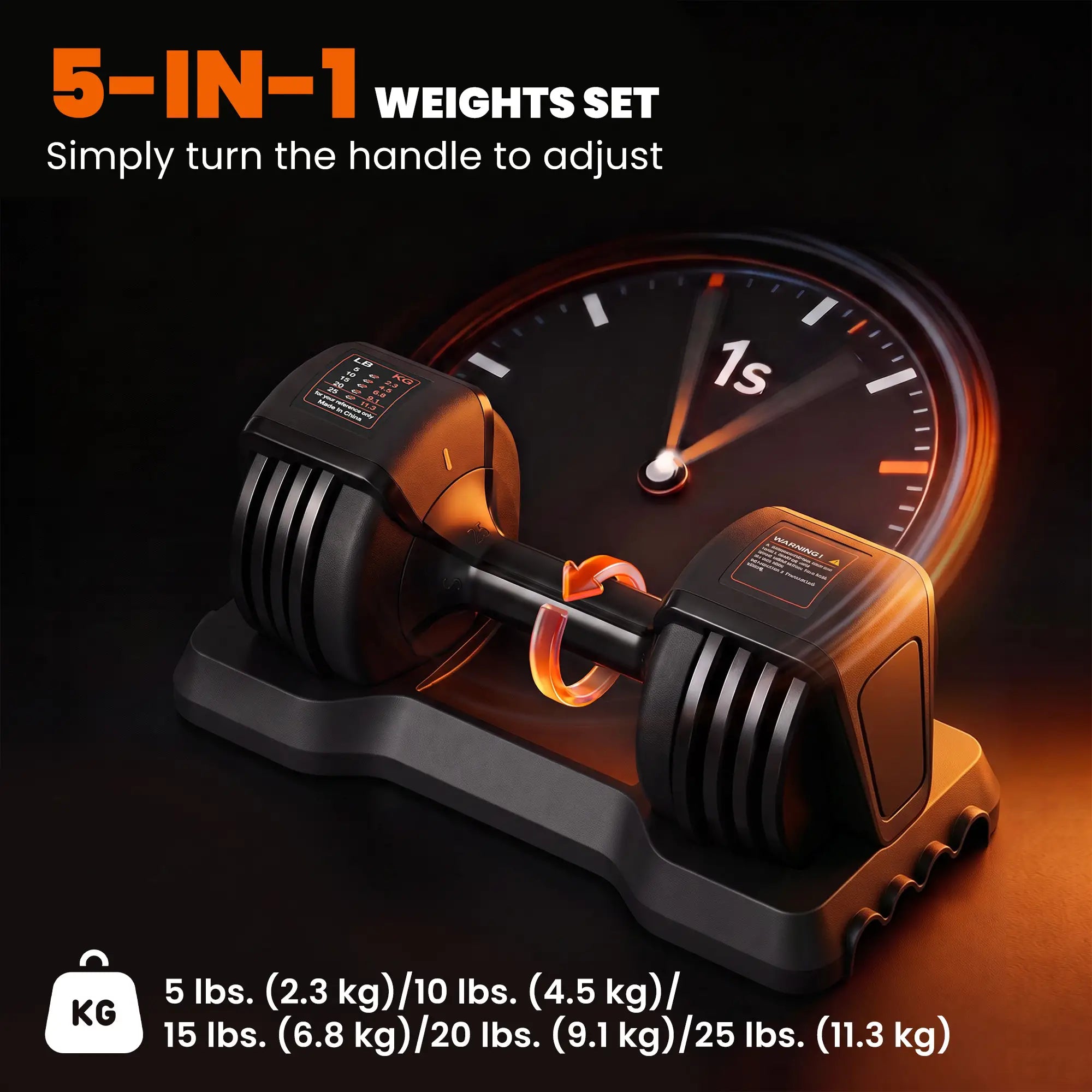 Adjustable Dumbbell Set of 2, 5-25 lbs, 5-in-1 Quick-Dial, Non-Slip Grip Dumbbells & Barbells at Gallery Canada