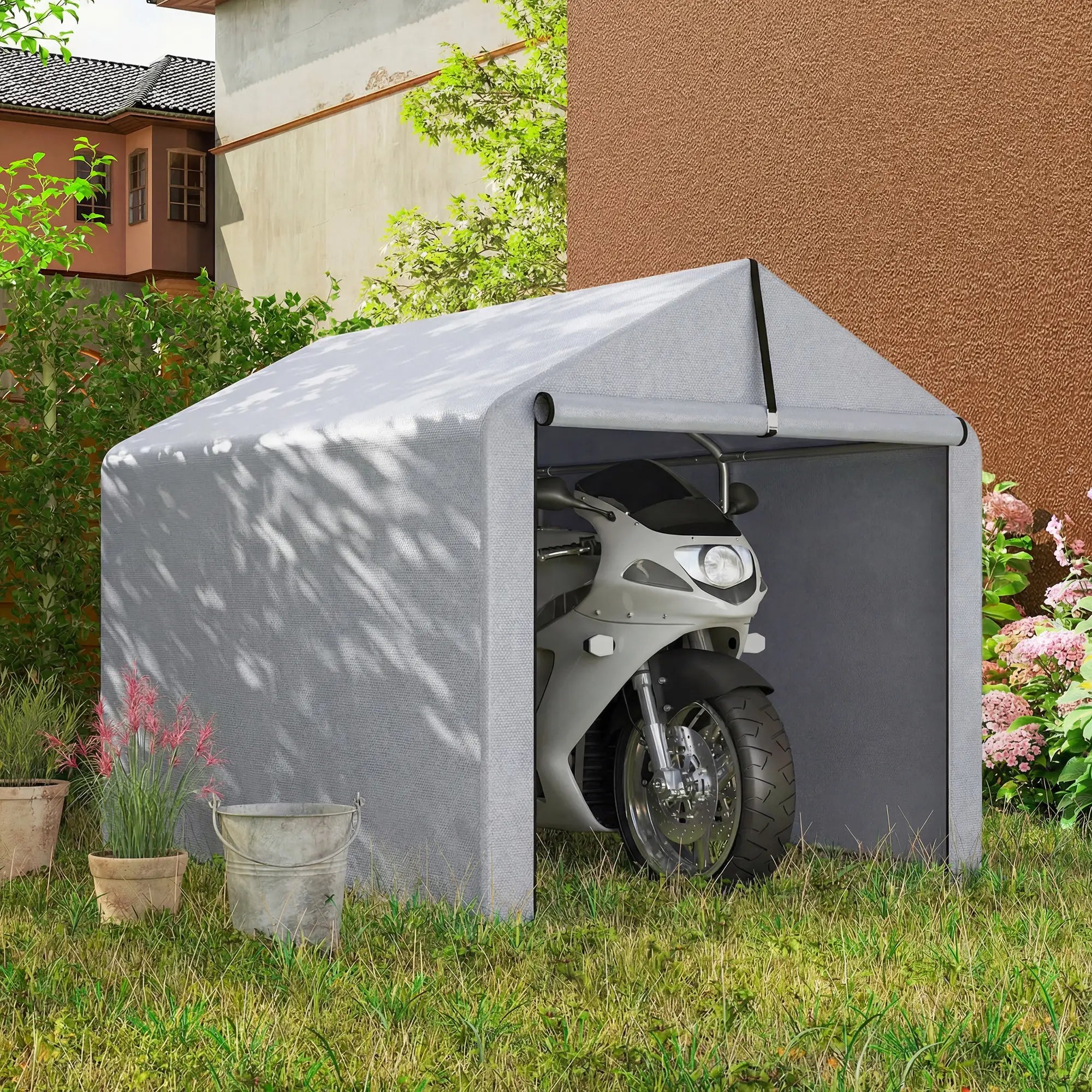 7' x 5' Portable Bike Shed, Waterproof Tent with Zipper Door Portable Shed at Gallery Canada