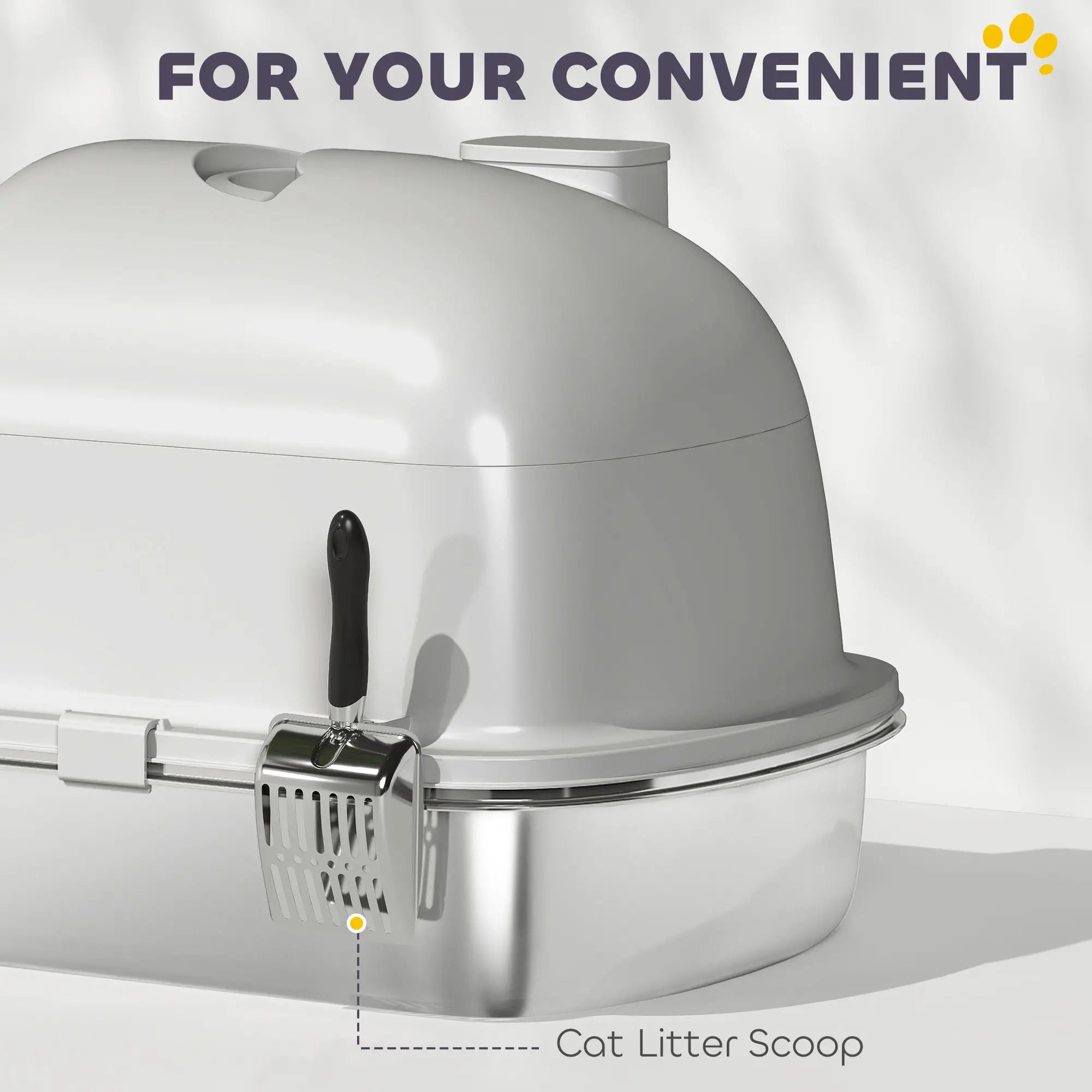 Enclosed Stainless Steel Litter Box, With Scoop, Deodorizer Bag, Handle Cat Litter Box Enclosures at Gallery Canada