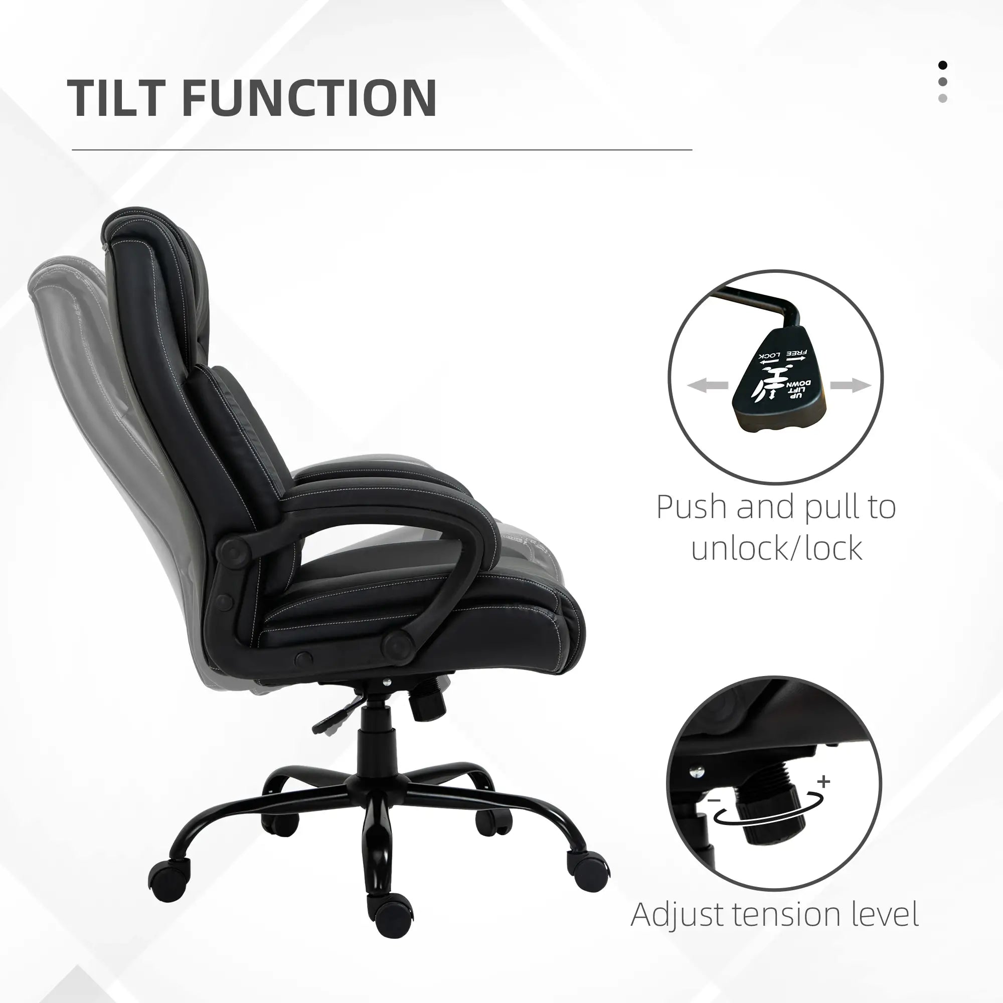 PU Leather Executive Office Chair, High Back, Adjustable Height, 400LBS, Black Executive & Manager Chairs at Gallery Canada
