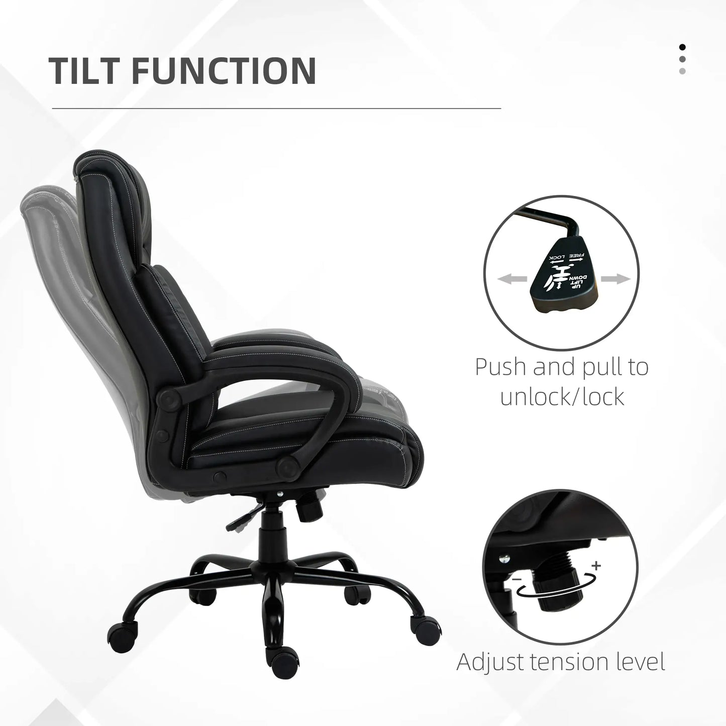 PU Leather Executive Office Chair, High Back, Adjustable Height, 400LBS, Black Executive & Manager Chairs at Gallery Canada