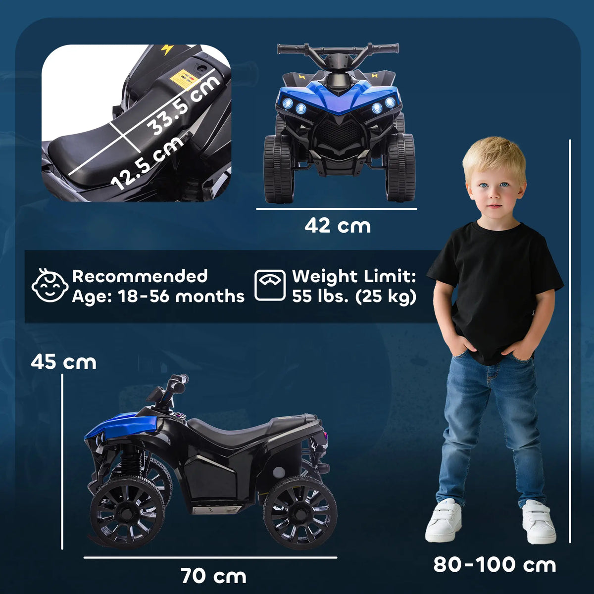 6V Kids ATV Electric Ride On Car, Ages 37-72 Months, Blue Electric Ride-On Toys at Gallery Canada