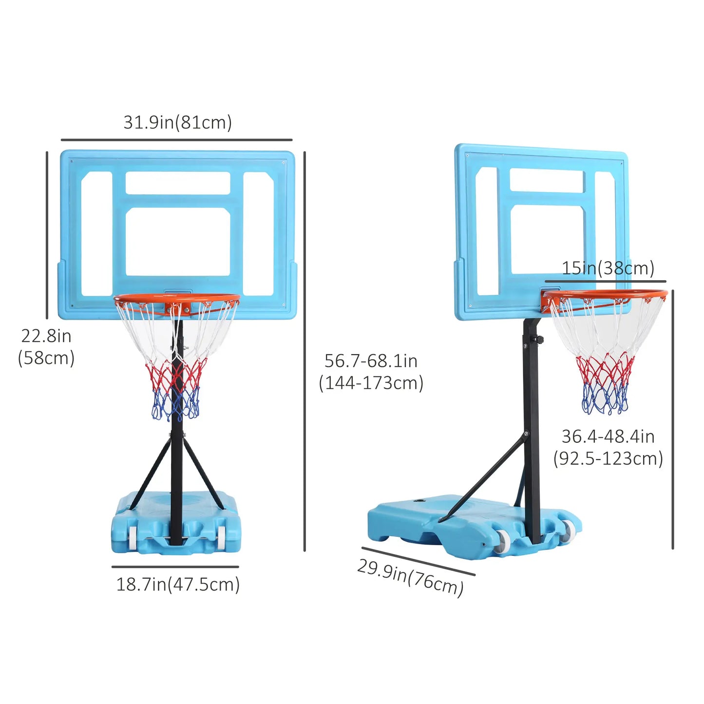 Adjustable Basketball Hoop Stand, 36.5"-48.5", Portable Goal System, Blue Basketball at Gallery Canada