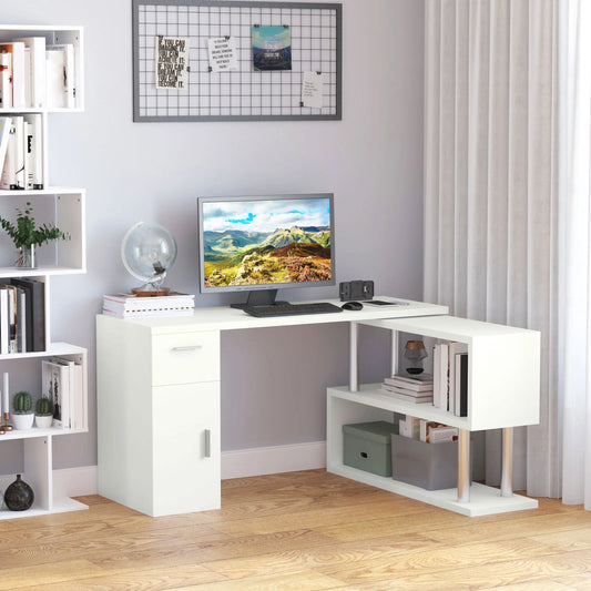 L-Shaped Rotating Computer Desk, White Writing Desks White at Gallery Canada