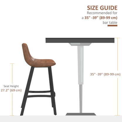 Counter Height Stools Set of 2, Upholstered Kitchen Stool with Back, Steel Legs Bar Stools at Gallery Canada