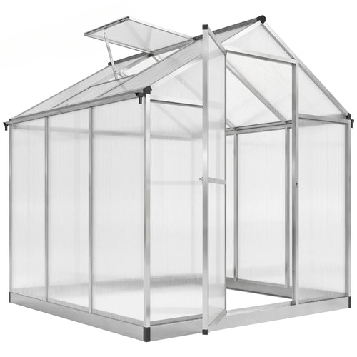 6' x 8' x 6.4' Walk-in Greenhouse, Polycarbonate Panels, Silver