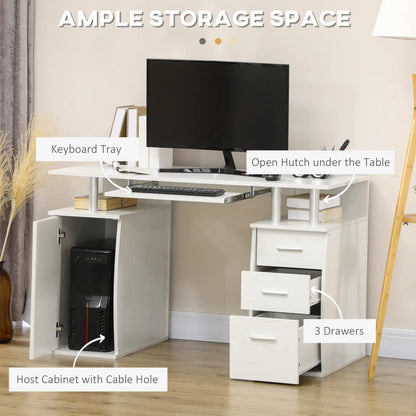 47" Computer Desk With Keyboard Tray, Storage Drawers, White Computer Desks at Gallery Canada