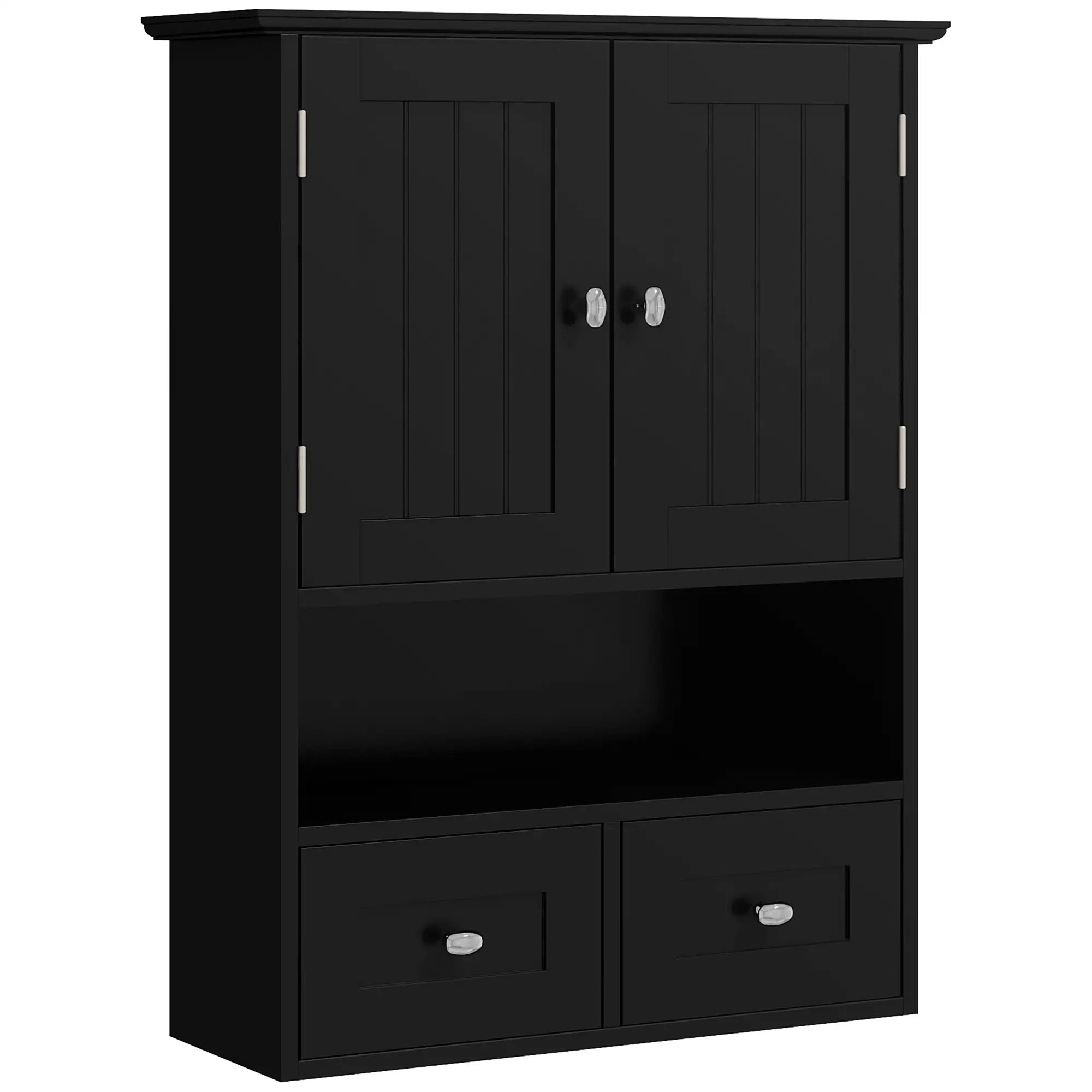Medicine Cabinet, Bathroom Wall Cabinet with Shelf, Drawers, Black Wall Mounted Cabinets at Gallery Canada