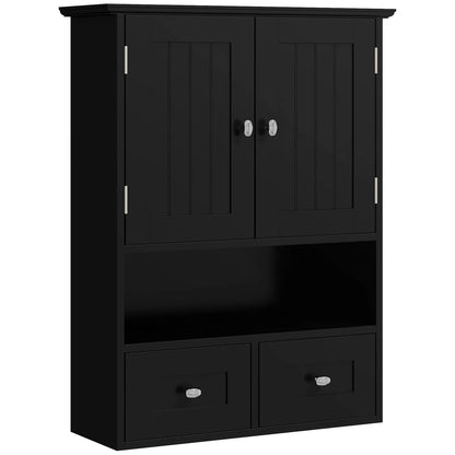Medicine Cabinet, Bathroom Wall Cabinet with Shelf, Drawers, Black Wall Mounted Cabinets at Gallery Canada