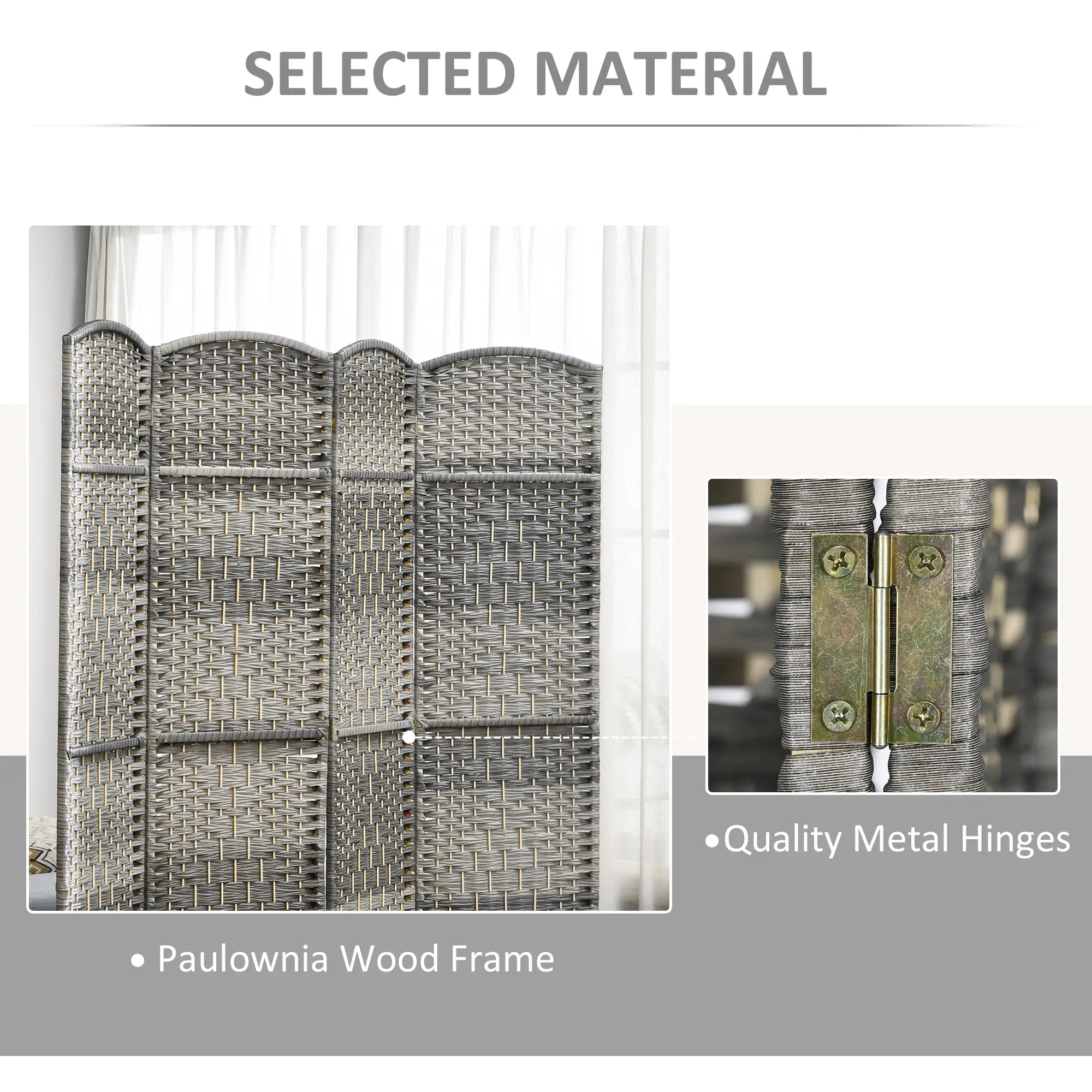 6 Ft Folding Room Divider, 6 Panel Privacy Screen, Hand-Woven, Mixed, Grey Room Dividers at Gallery Canada