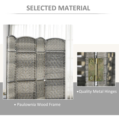 6 Ft Folding Room Divider, 6 Panel Privacy Screen, Hand-Woven, Mixed, Grey Room Dividers at Gallery Canada