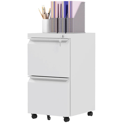 2-Drawer Steel File Cabinet, Adjustable Hanging Bar, Letter A4 Legal Size, White
