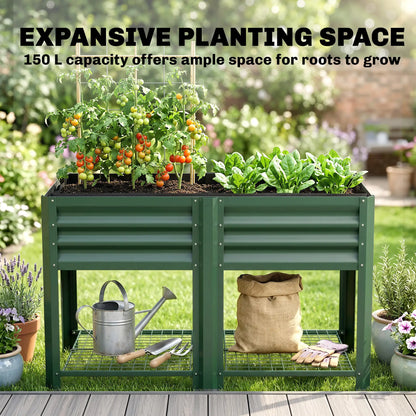31.5" Green Raised Garden Bed, Storage Shelf, Elevated Planter, Green Elevated Garden Beds at Gallery Canada