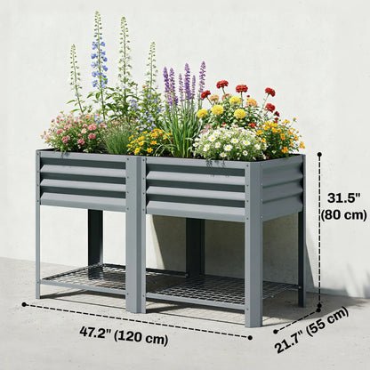 Raised Garden Bed With Legs Storage Shelf 31.5" Silver Grey, Silver Grey Elevated Garden Beds at Gallery Canada