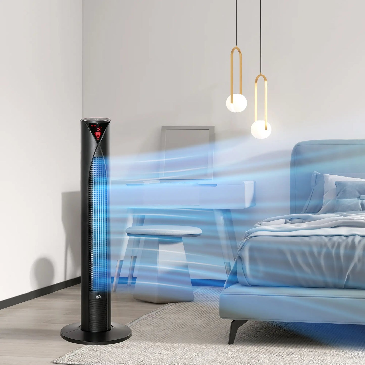 16" Tower and Pedestal Fan Set, Remote Control, Adjustable Height, Black Tower Fans at Gallery Canada