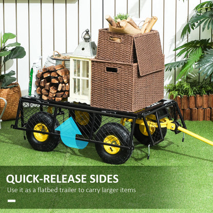Steel Garden Cart, Utility Wagon, Removable Sides, 10" Wheels, 440lbs Capacity Folding Garden Carts at Gallery Canada