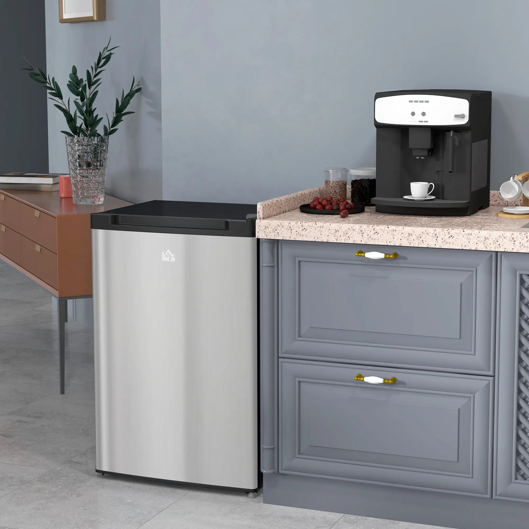 Upright Freezer, 3 Cu.Ft Mini Freezer with Reversible Single Door, Adjustable Thermostat for Home, Dorm, Silver Small Kitchen Appliances at Gallery Canada